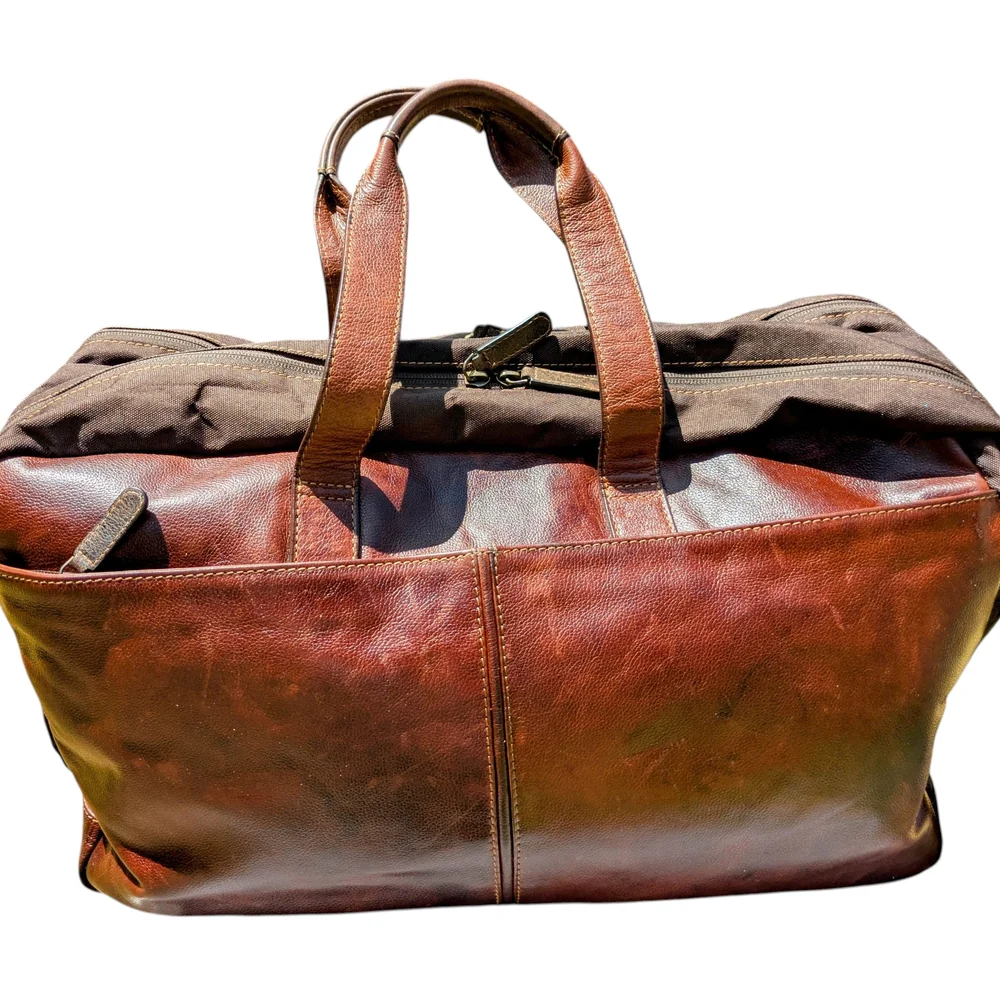 BOCONI GRATH LEATHER ALL IN ONE SUITCASE, LAPTOP, CARRY, ADJUSTABLE STRAP BAG